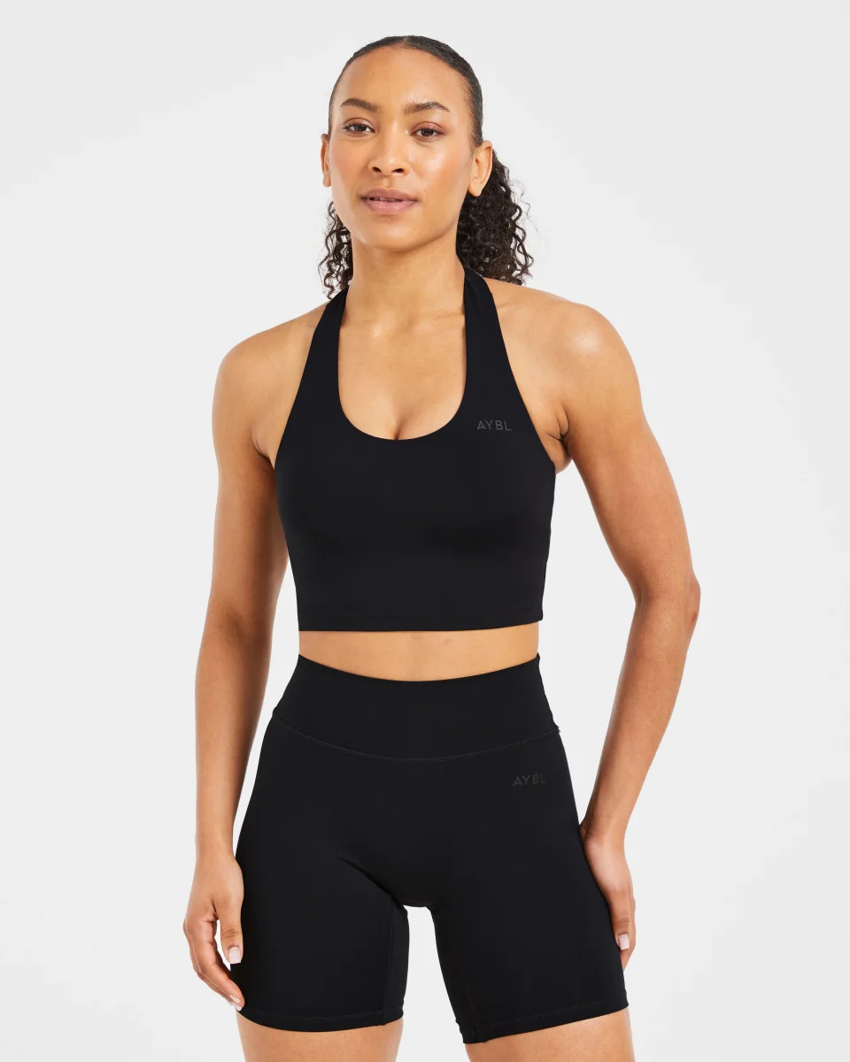 Staple Halterneck Crop Top - Schwarz