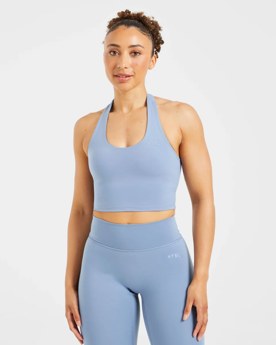 Staple Halterneck Crop Top - Slate Blau – Bild 2
