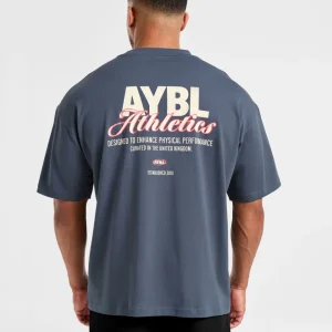 Athletics Script Oversized T Shirt - Vintage Blau