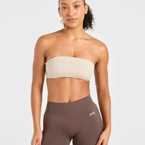 Essential Bandeau Sports Bra - Taupe Sand
