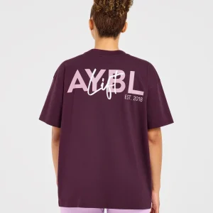 Lift Graphic Oversized T Shirt - Plum