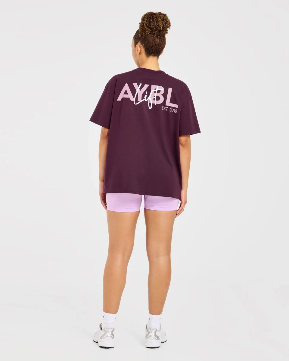 Lift Graphic Oversized T Shirt - Plum – Bild 5