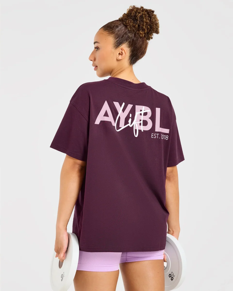 Lift Graphic Oversized T Shirt - Plum – Bild 9
