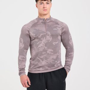 Camo Seamless 1/4 Zip Pullover - Woodland Taupe