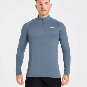 Essential Seamless 1/4 Zip Pullover - Slate Blau
