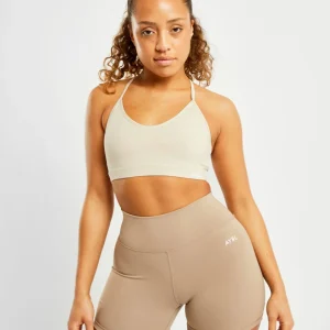 Essential V Neck Sports Bra - Beige